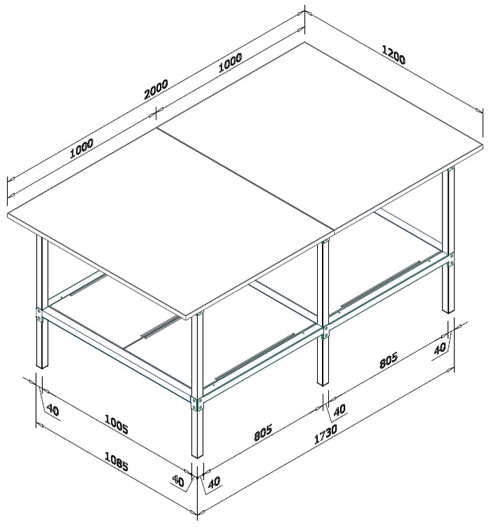 Banco lavoro da magazzino industria cm. 200x120x93h