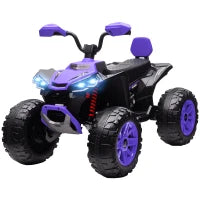 Quad Elettrico per Bambini da 24V, con Fari, Porta USB e Funzione MP3, per Bambini di 3-8 Anni, Viola