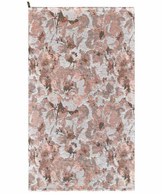 Tappeto floreale moderno con fiori stilizzati DUBAI BEIGE ROSA CIPRIA in ciniglia multiuso lavabile antiscivolo cm.65x220 passatoia