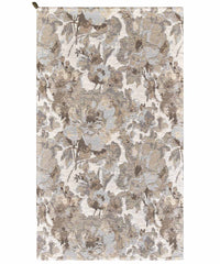 Tappeto floreale moderno con fiori stilizzati DUBAI BEIGE TORTORA in ciniglia multiuso lavabile antiscivolo cm.200x280