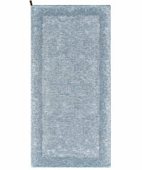 Tappeto moderno DUBLINO AZZURRO elegante cornice tinta unita, tappetino bagno multiuso lavabile antiscivolo cm.55x80