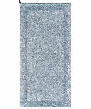 Tappeto moderno DUBLINO AZZURRO elegante cornice tinta unita, tappetino bagno multiuso lavabile antiscivolo cm.55x80