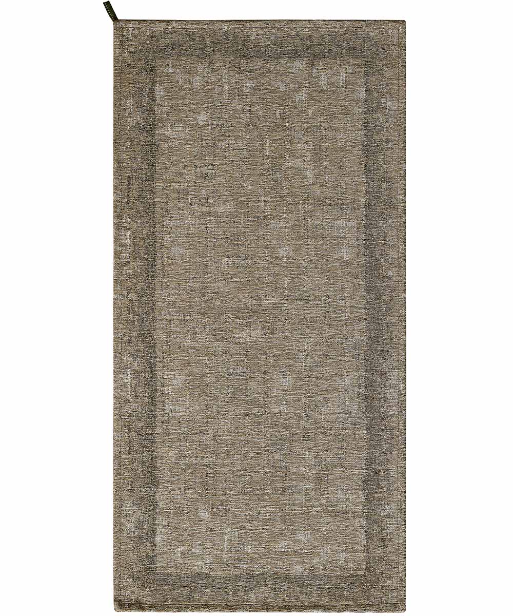 Tappeto moderno DUBLINO FANGO elegante cornice tinta unita, passatoia cucina multiuso lavabile antiscivolo cm.55x115