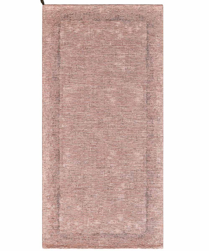 Tappeto moderno DUBLINO ROSA elegante cornice tinta unita, passatoia cucina multiuso lavabile antiscivolo cm.55x240