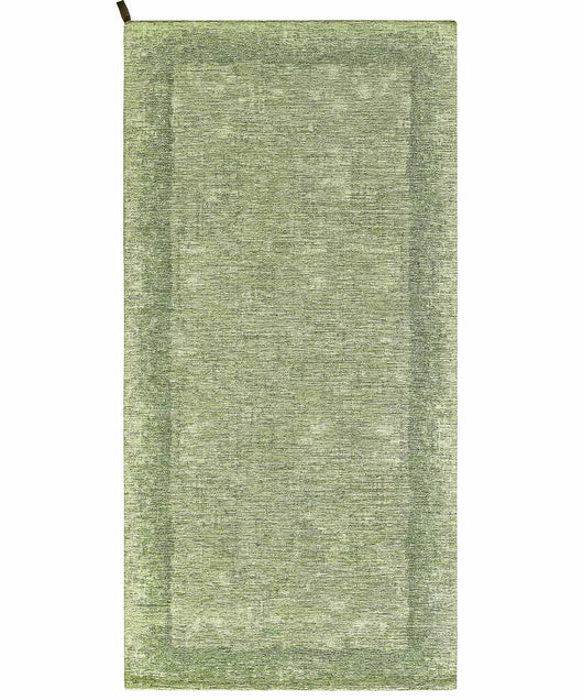 Tappeto moderno DUBLINO VERDE elegante cornice tinta unita, passatoia cucina multiuso lavabile antiscivolo cm.55x140