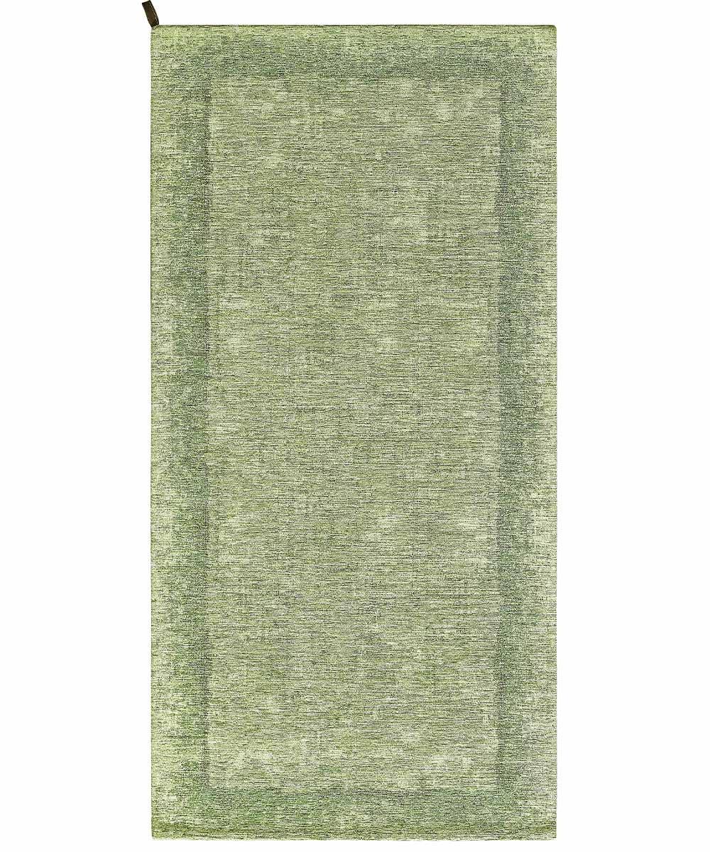 Tappeto moderno DUBLINO VERDE elegante cornice tinta unita, passatoia cucina multiuso lavabile antiscivolo cm.55x240