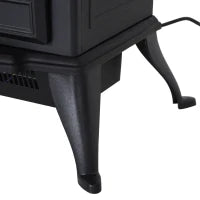 Camino Elettrico con Effetto Fiamma Stile Retrò, Termostato 1000-2000W e Luce Regolabile, Nero