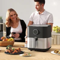 Friggitrice ad Aria da 8L, Air Fryer 1700W con 8 Programmi e Circolazione Aria Calda a 360°, Display LED, Nero