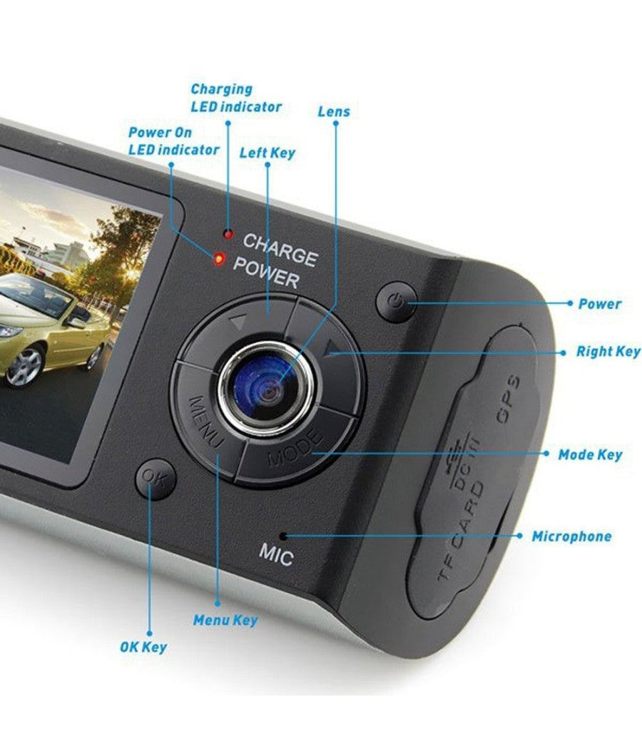 Dvr Per Veicoli Auto Con Doppia Camera Frontale E Posteriore Con Sensore Gps         