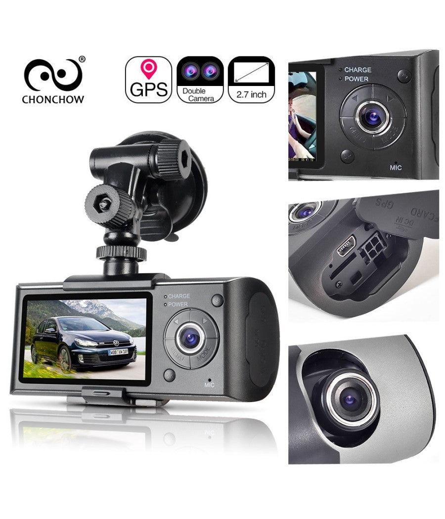 Dvr Per Veicoli Auto Con Doppia Camera Frontale E Posteriore Con Sensore Gps         