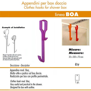 Pika' 1 appendino per box doccia boa satinato fucsia 30 centimetri accessorio bagno