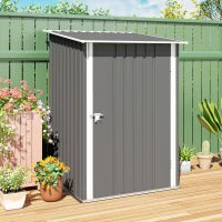 Casetta da Giardino Porta Attrezzi in Acciaio Galvanizzato e Porta, 100x103x160cm, Grigio