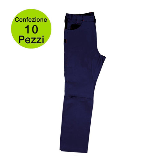 Multipack 10 pz tg. l pantaloni da lavoro professionali delta 240 gr blu/nero