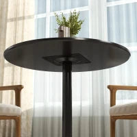 Tavolo da pranzo per 2 persone, piano rotondo Ø80 cm, MDF e Acciaio, antiscivolo, Nero, 75H cm