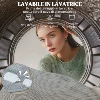 Coperta Elettrica 160x140 cm con 5 Livelli di Calore e 2 Telecomandi, in Pile e Poliestere Grigio