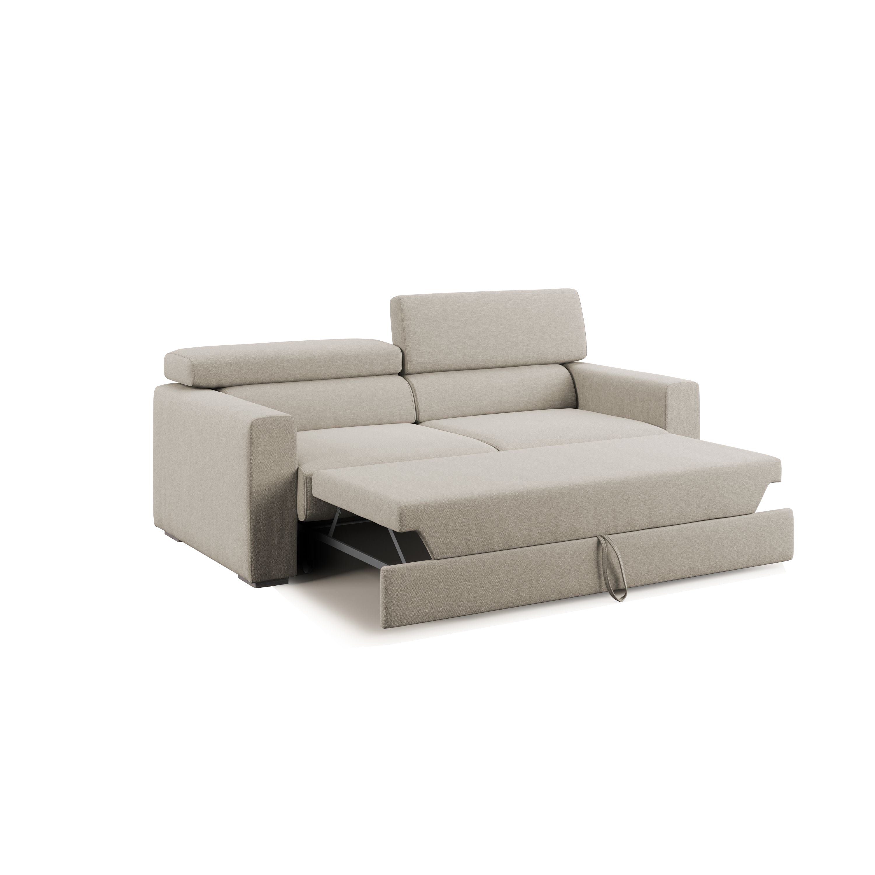 Dylan Divano con pouf estraibile 158 cm panna