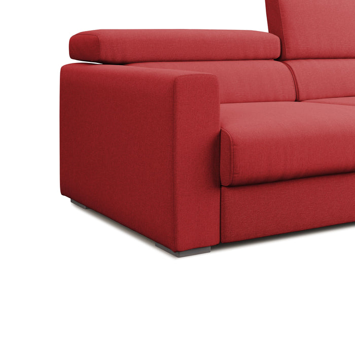 Dylan Divano con pouf estraibile 188 cm rosso