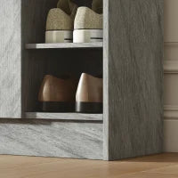 Scarpiera Moderna in Legno con 4 Ripiani Aperti e Armadietto per 12 Paia,, 83x30x90 cm, Grigio Cemento