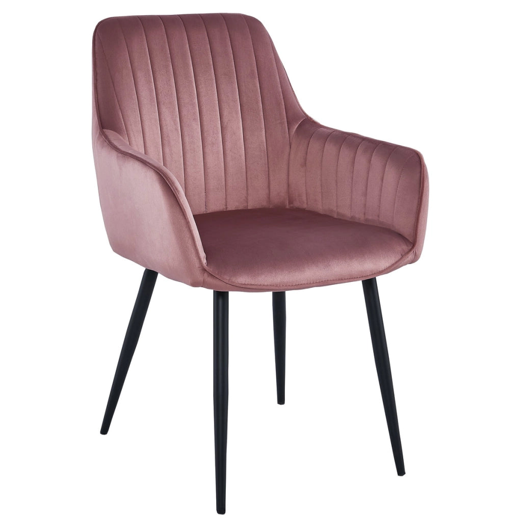 Sedia Solden in velluto rosa antico con gambe nere