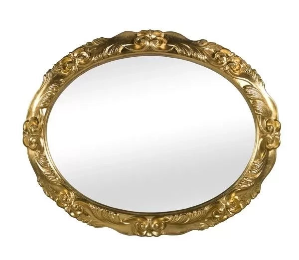 Mobili2g - specchiera in foglia oro ovale-sagomata misura : l.99 x h. 79 x p. 6