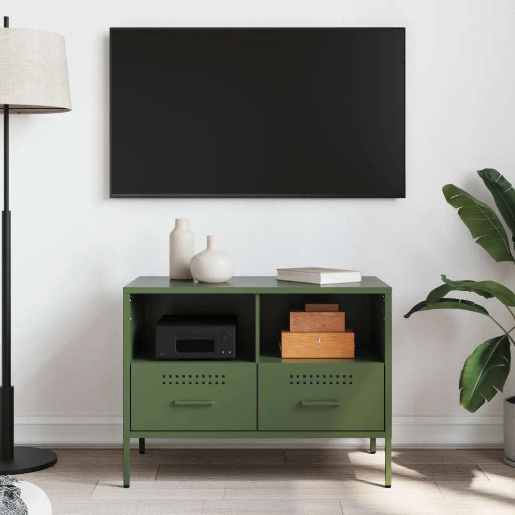 Mobile TV Verde Oliva 68x39x50,5 cm in Acciaio