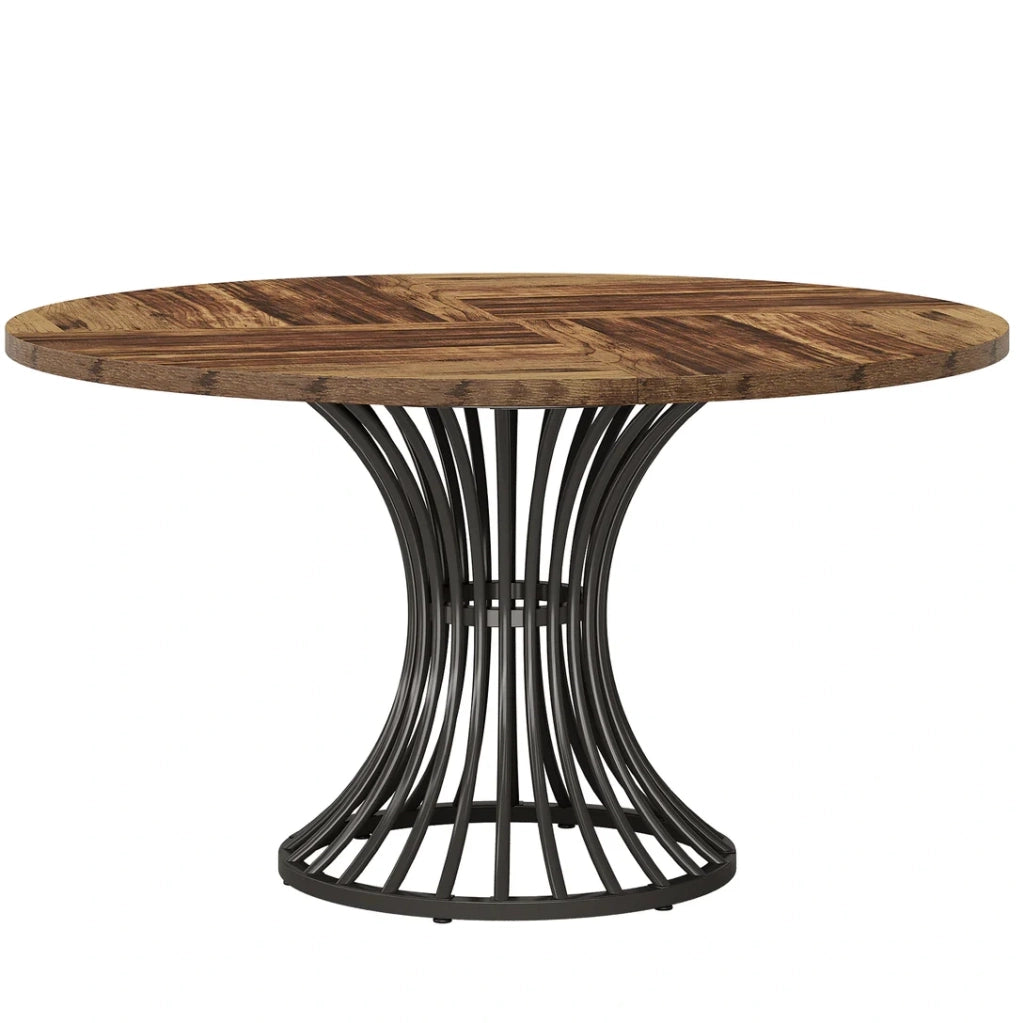 Tavolo da pranzo rotondo 119 cm nero e marrone rustico – 4-6 persone