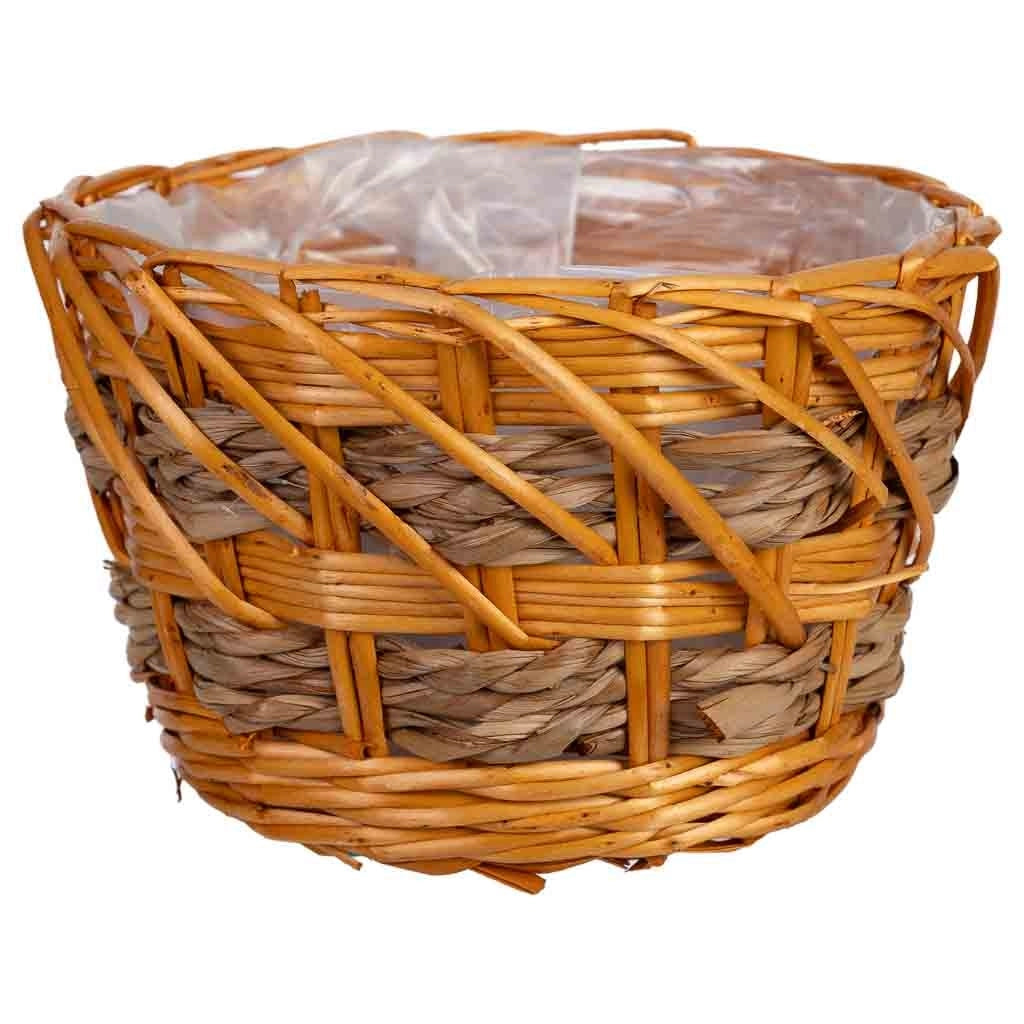 Cesto rotondo in vimini marrone 23x23x15h cm