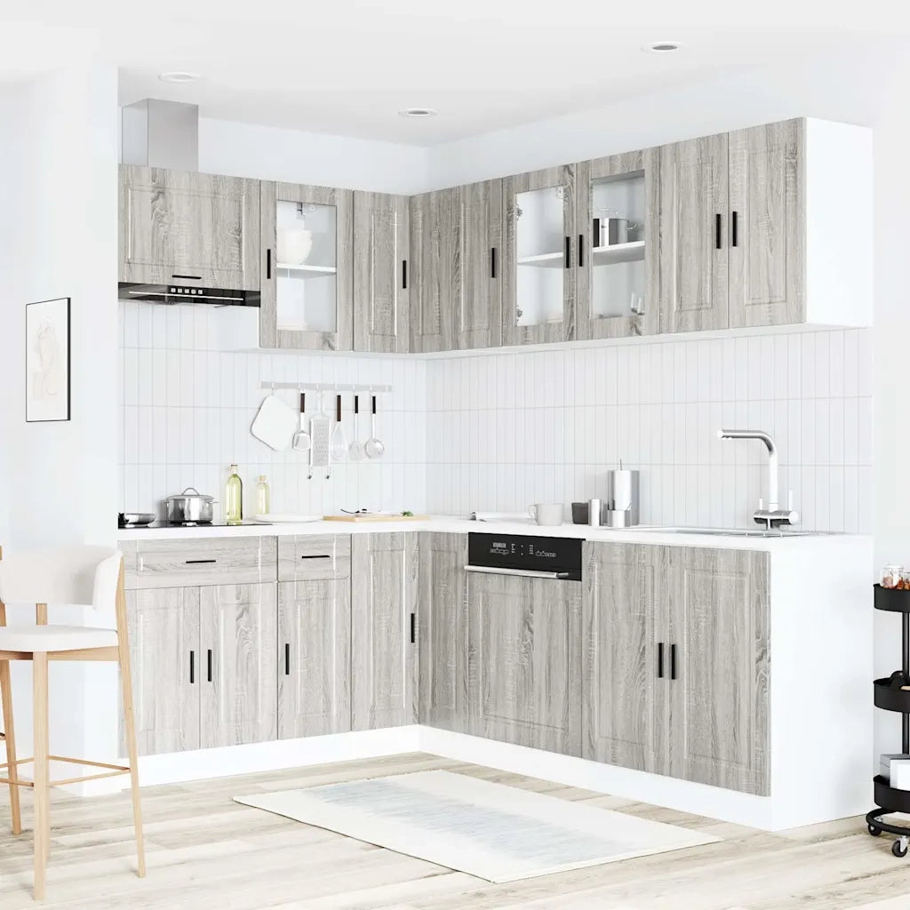 vidaXL Set Mobili da Cucina 11 pz Porto Grigio Sonoma in Truciolato