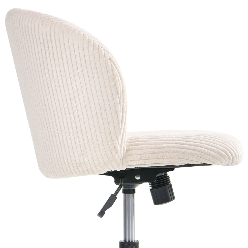 Sedia da ufficio Seduta e schienale in velluto a coste bianco sporco Sedia da scrivania girevole per computer Altezza regolabile Moderna per l'home office