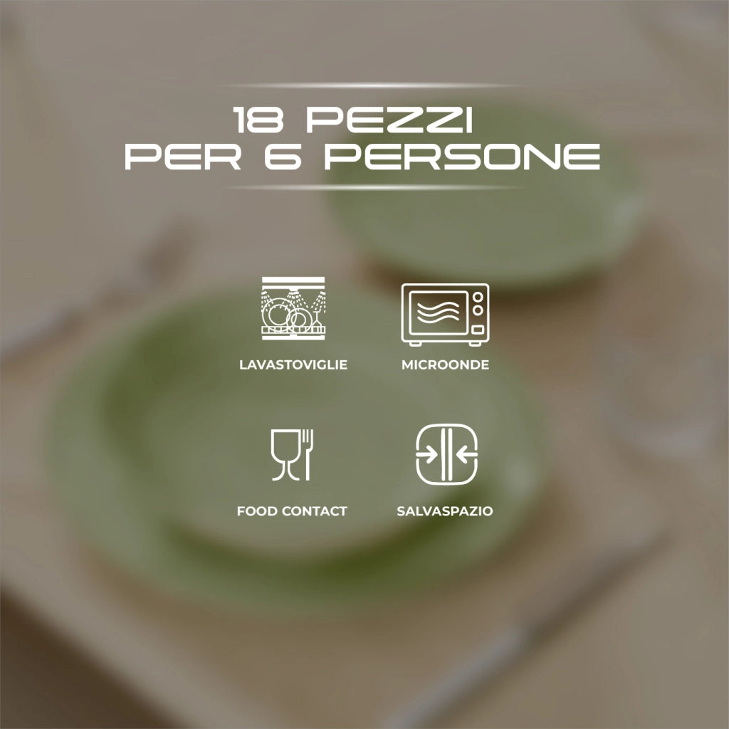 Set 18 Piatti in Porcellana Colorati Servizio Tavola Moderno 6 Persone Piatti Piani Ø27 cm, Fondi Ø20 cm e Dessert Ø19 cm Lavastoviglie e Microonde Certificati per Contatto Alimentare Terra