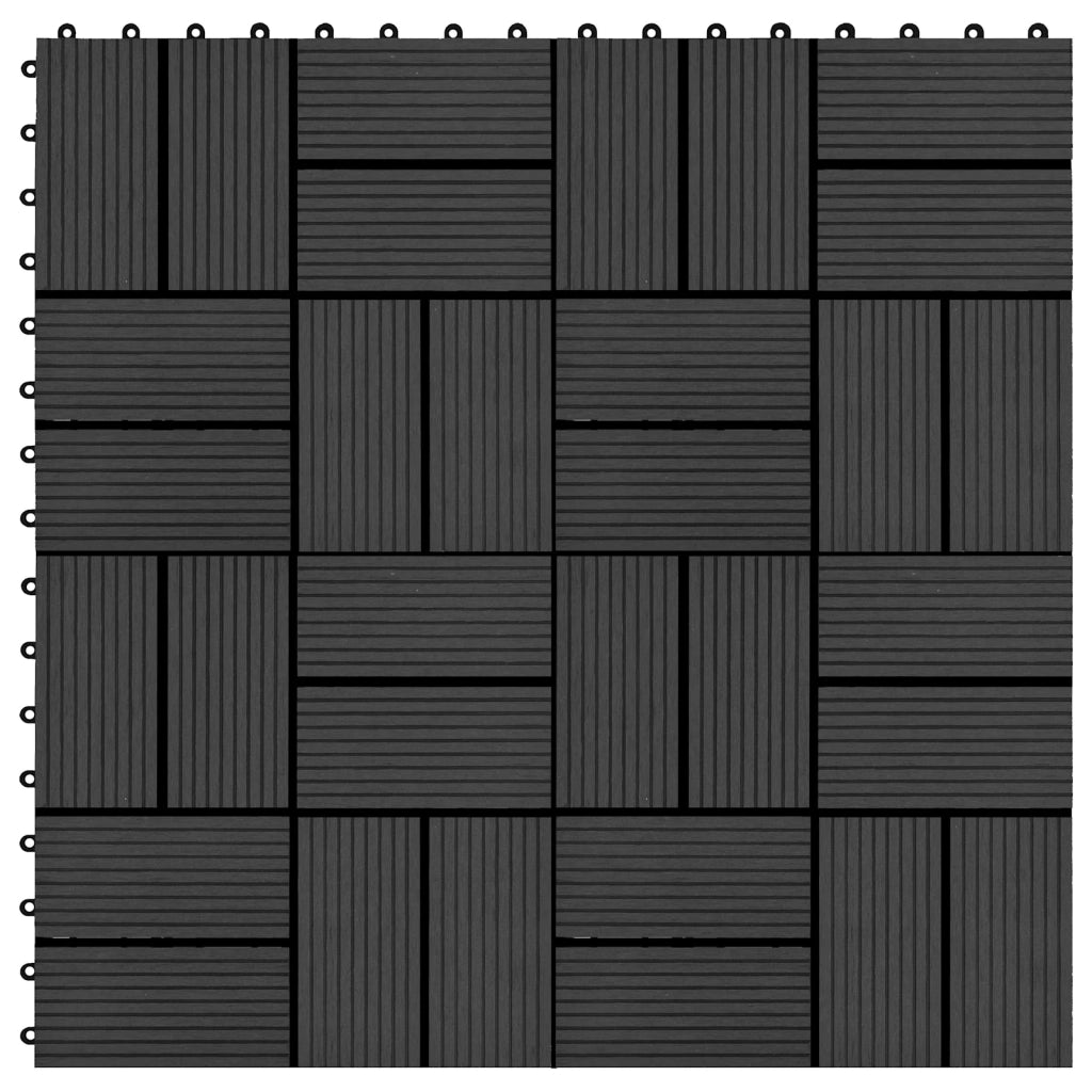 Piastrella per Decking 22 pz Nero 30 x 30 cm WPC CFW8286698