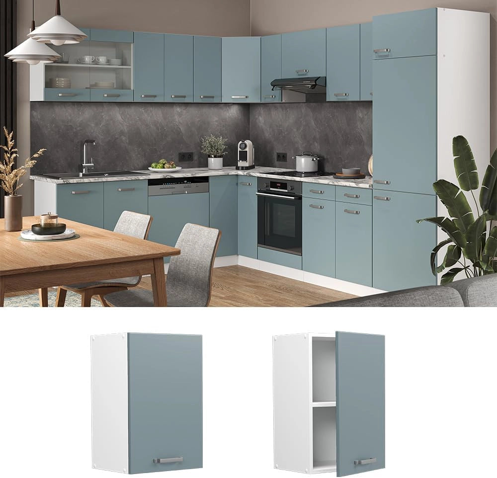 Pensile da cucina R-Line, Grigio-blu, 40 cm, per la libera combinazione all'interno di sistemi cucina modulari