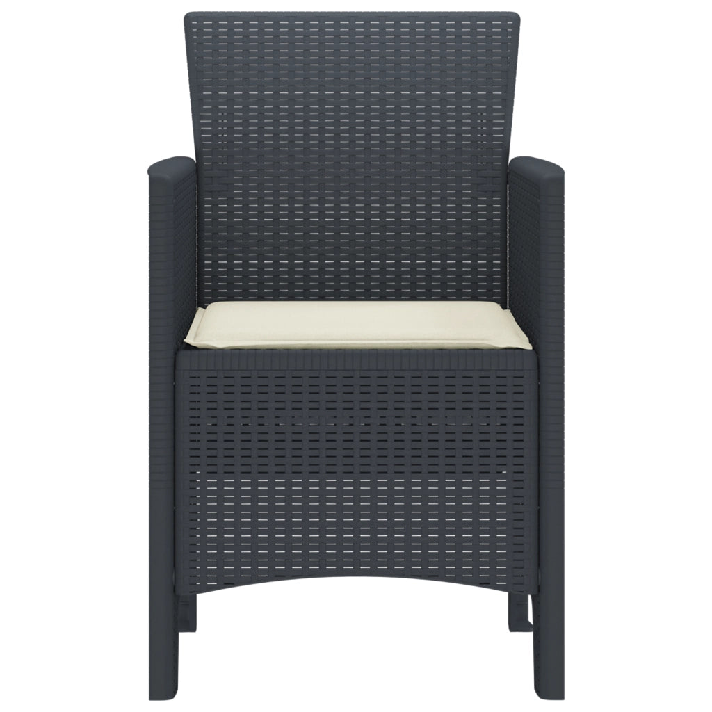 Set di 2 Sedie da Giardino con Cuscini Antracite Rattan Plastico