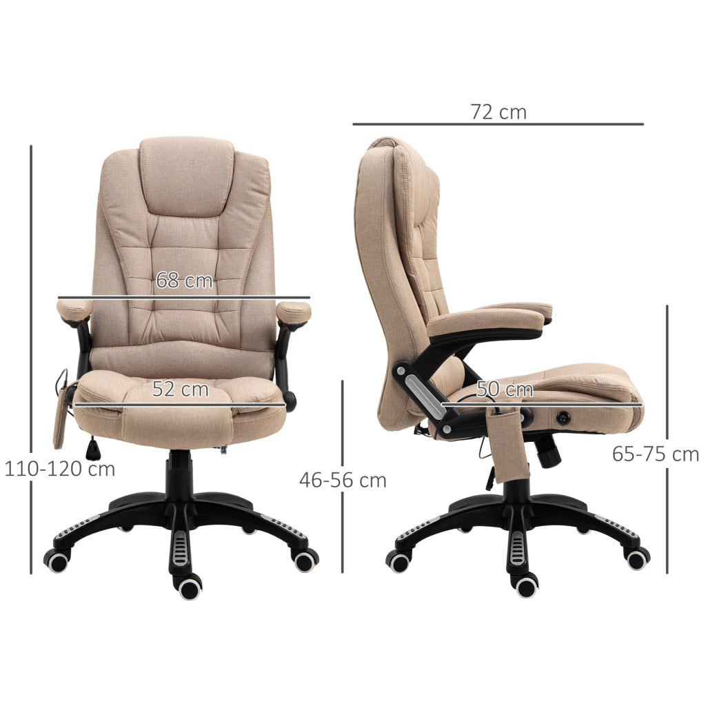 Poltrona ufficio ergonomica con massaggio e riscaldamento, reclinabile, marrone