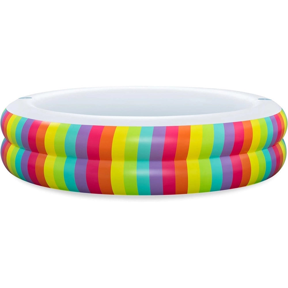 Trade Shop - Piscina Tonda Gonfiabile Family Stampa Arcobaleno 206x206x51cm Con 2 Portabicchieri 54443 -