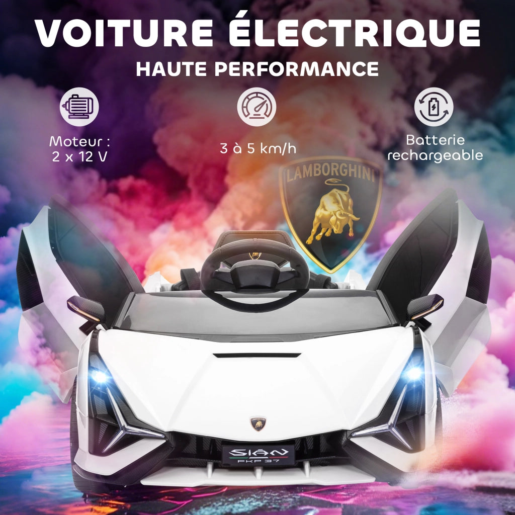 Auto elettrica per Bambini Lamborghini Sian 12V ¨C zephmum ¨C Bianco