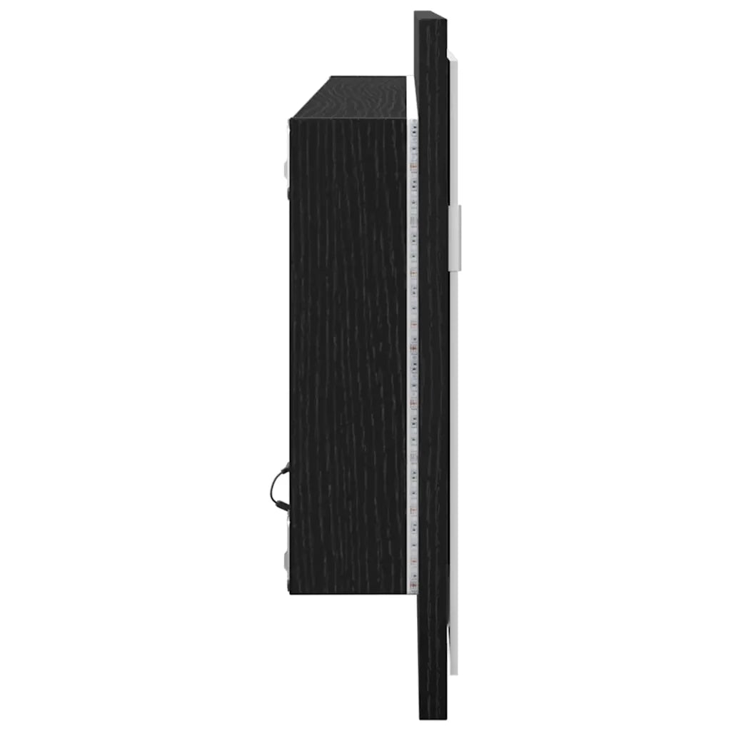 Specchio da Bagno LED-Specchio decorativo con LED Rovere Nero 100 x 8,5 x 37 cm Vetro