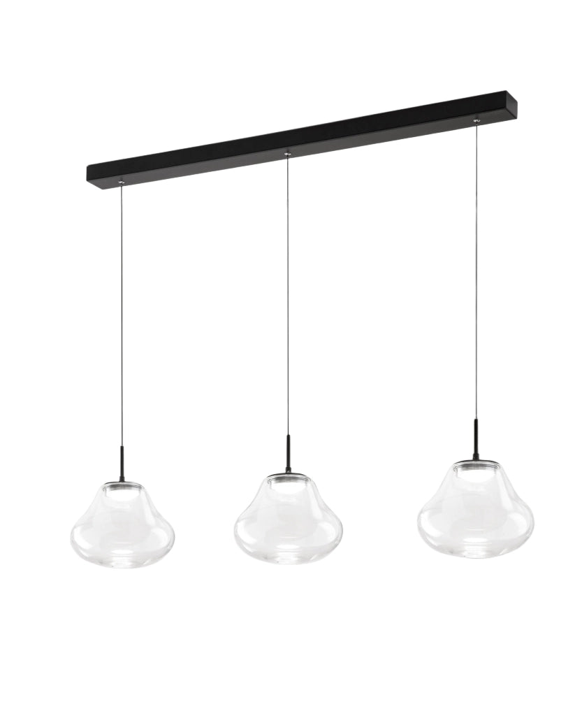 Lampada a Sospensione Deva 42W LED CCT Dimmerabile a step, Struttura in Metallo e Vetro Borosilicato Trasparente, IP20 - Deva Collection