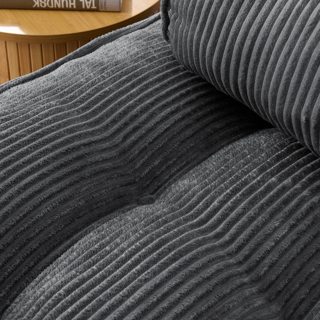 Pouf, divano letto pieghevole, velluto a coste, schienale regolabile, pronto all'uso, grigio