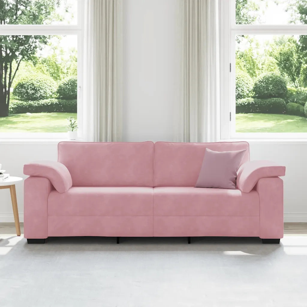vidaXL Divano a 3 Posti rosa 178 cm in Velluto