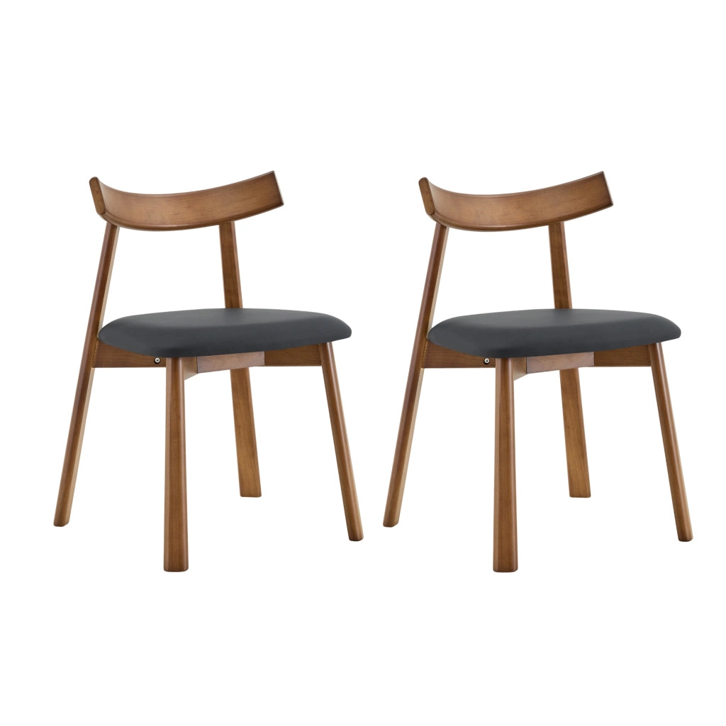 Set di 2 sedie da pranzo con seduta imbottita e schienale ergonomico in legno nero
