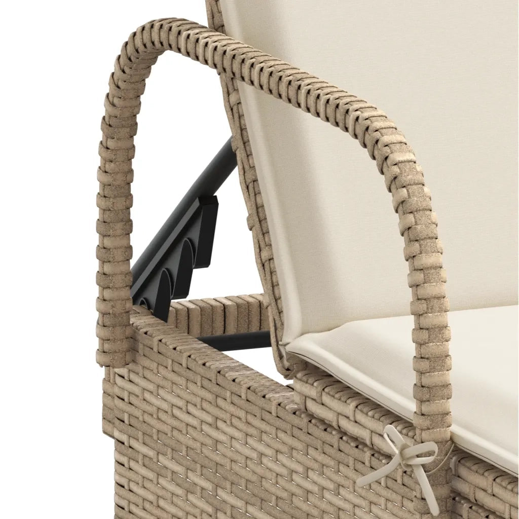 vidaXL Lettini Prendisole 2 pz con Cuscini Beige in Polyrattan