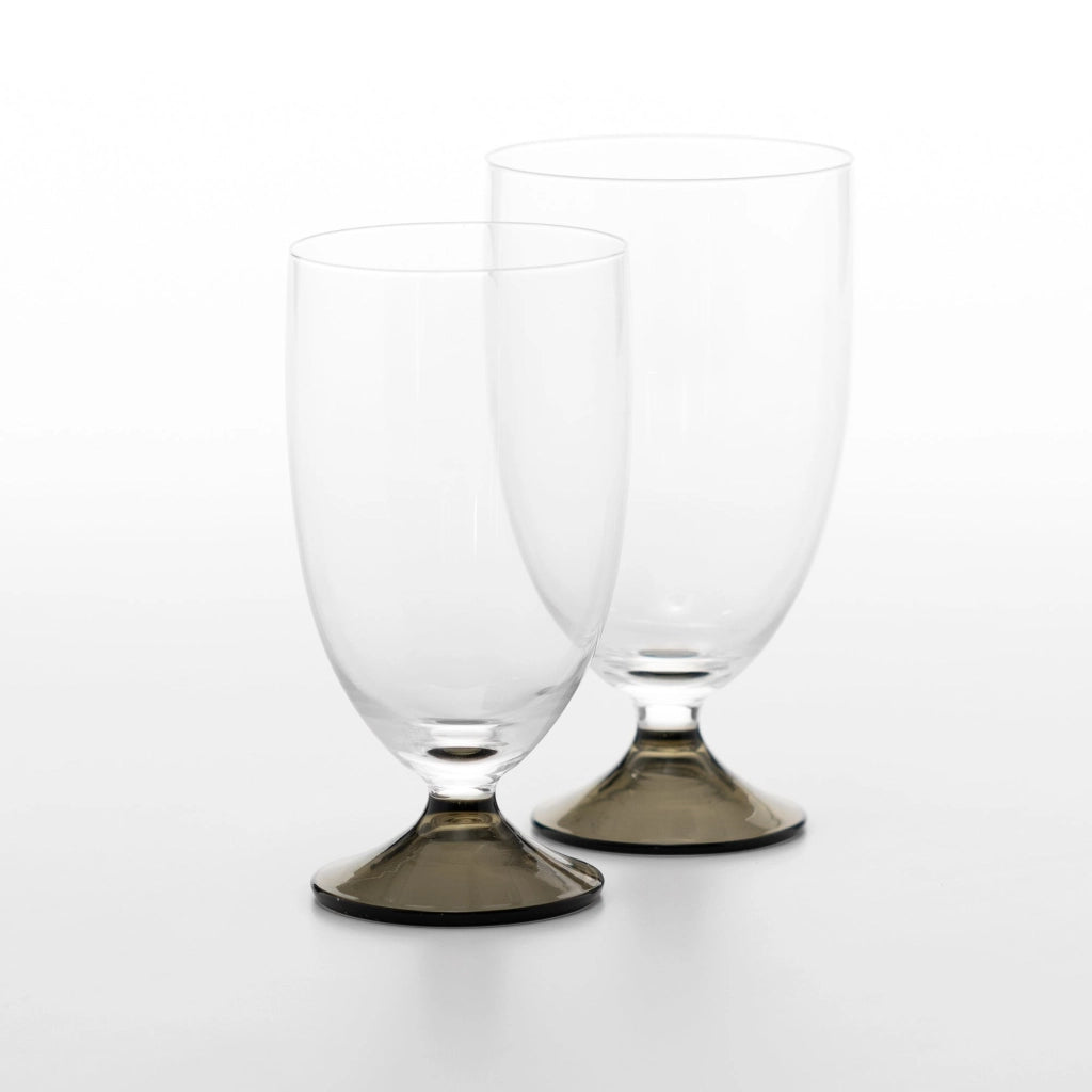 Zafferano Calice Acqua Maestro Serie Collezione Artigianale in Vetro Soda Lime Soffiato a Mano Colore Grigio Set da 4 Pezzi Design Veneziano
