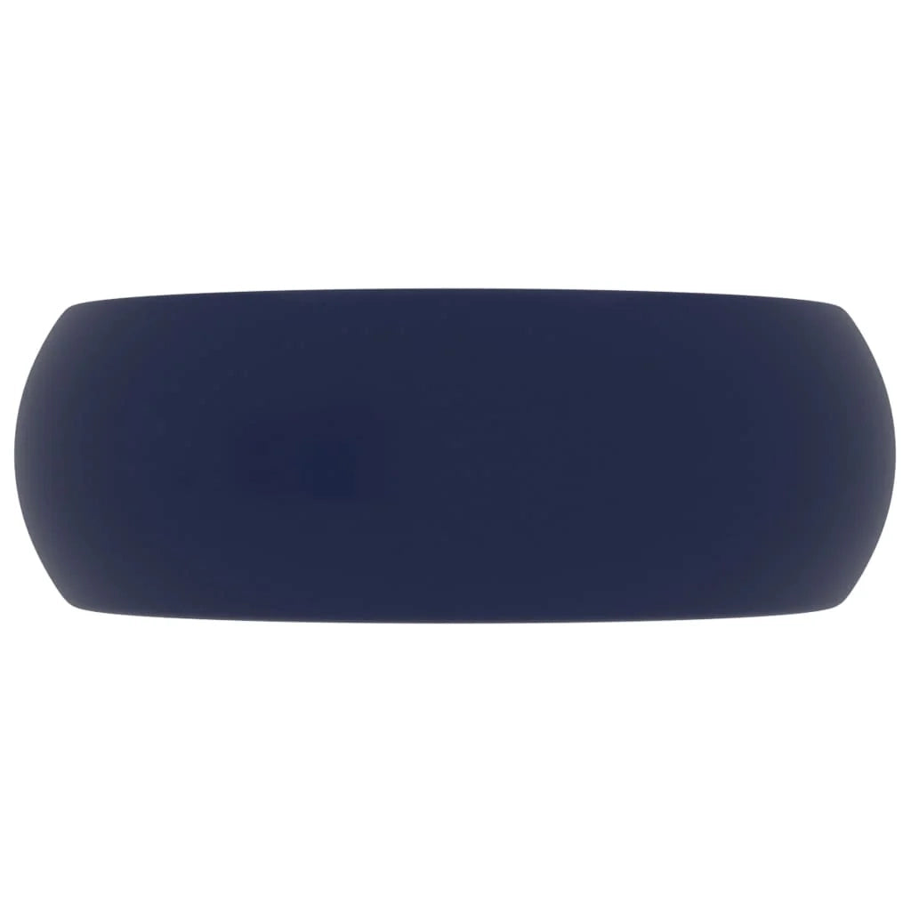 Lavabo rotondo di lusso da appoggio WC lavabo bagno cucina guardaroba interno casa 40 cm ceramica blu scuro opaco 02_0002743