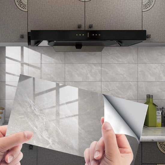 Tegelstickers in stile marmo 12x6 polliche, 32 pezzi, PVC, pellicola da parete autoadesiva, impermeabile, per cucina, armadi, mobili, tavolo