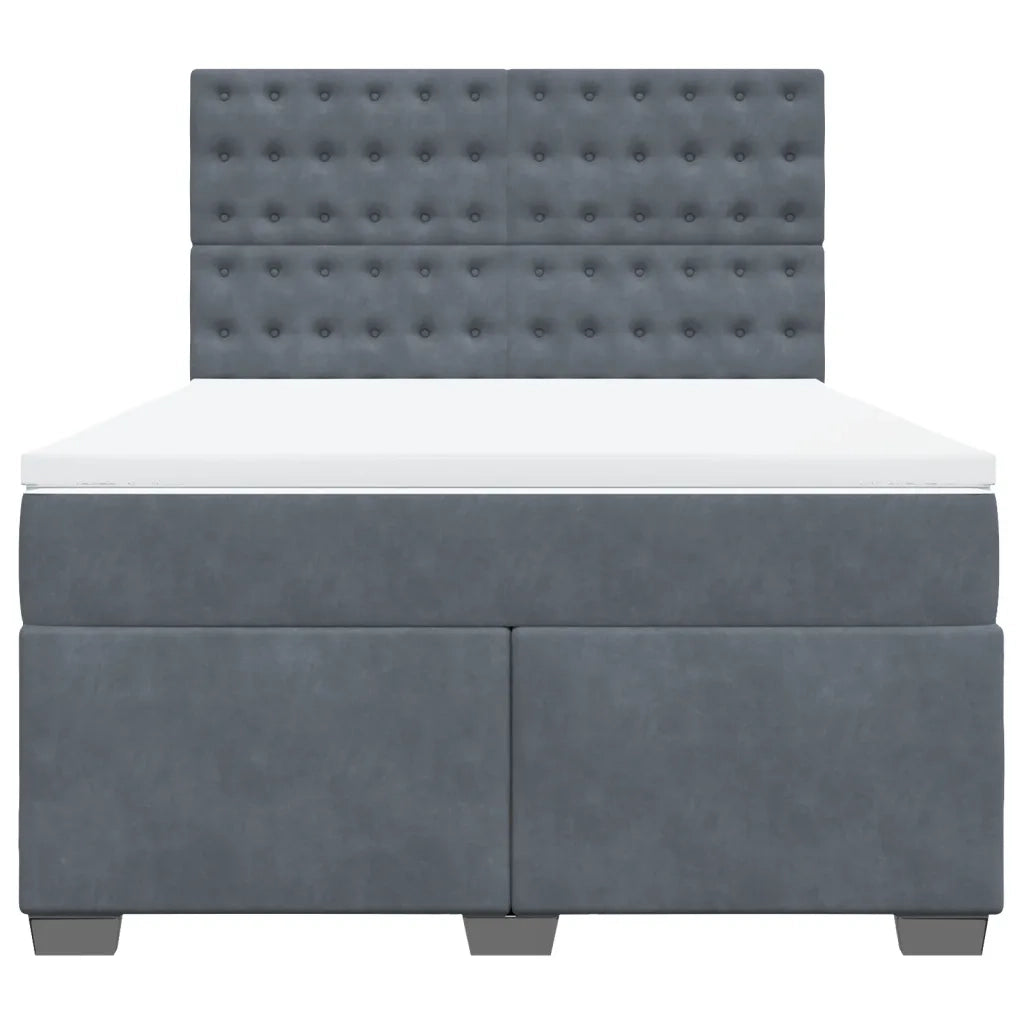 vidaXL Giroletto a Molle con Materasso Grigio Scuro 140x190 cm Velluto