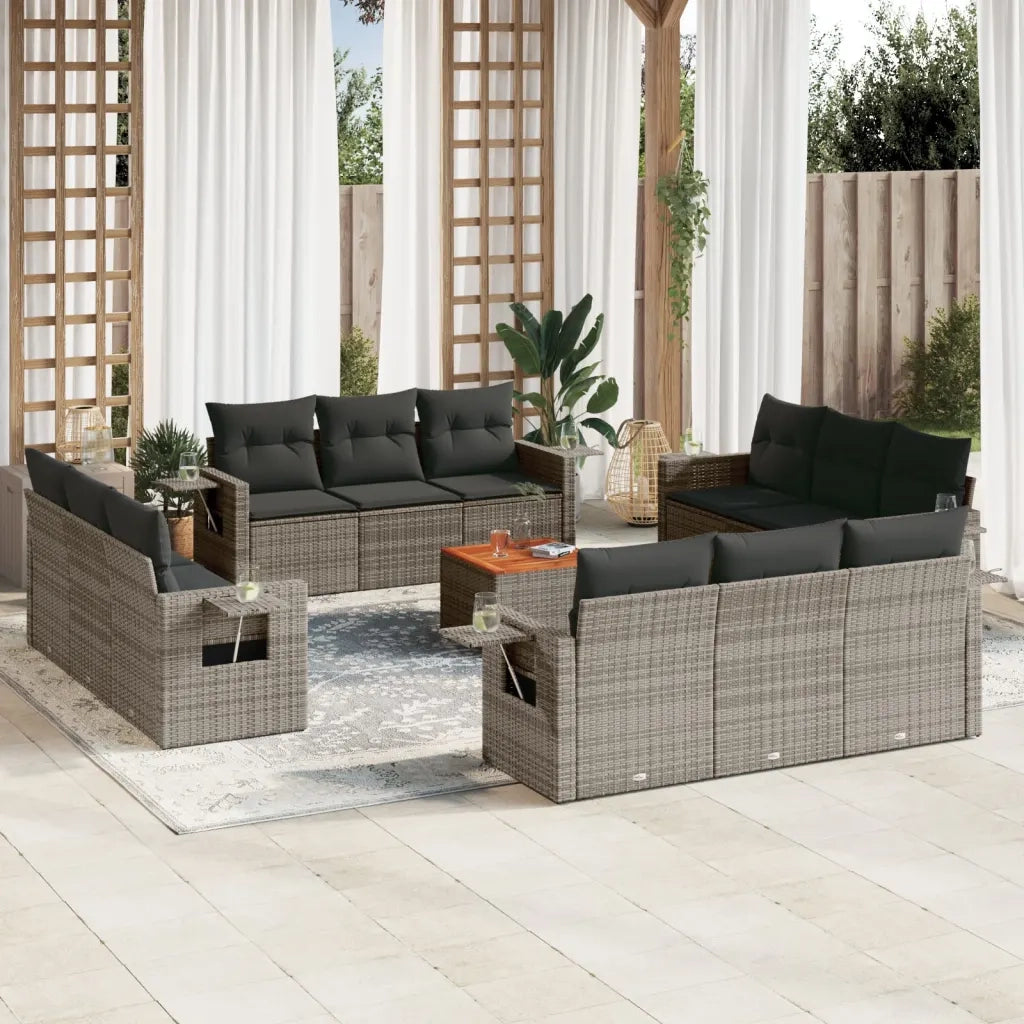 Set Divani da Giardino 13 pz con Cuscini Grigio in Polyrattancod mxl 92178