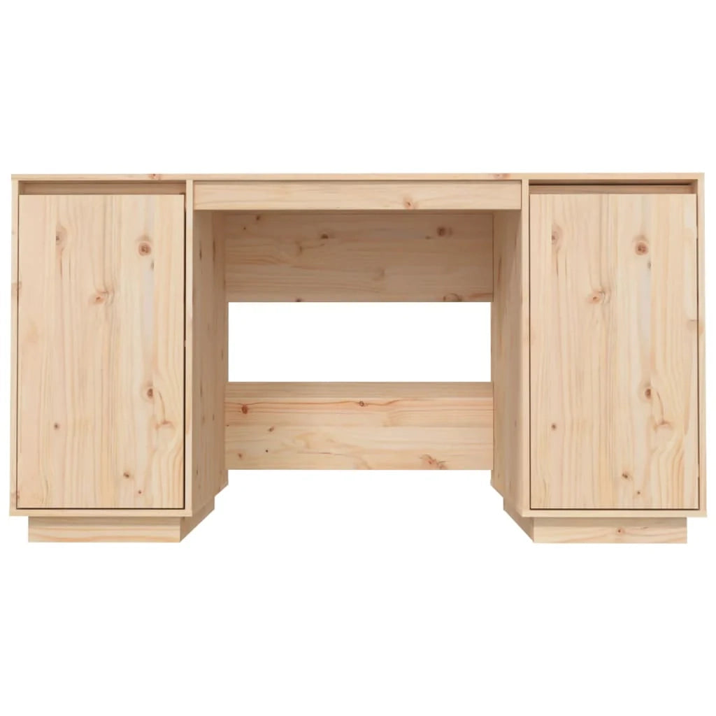 Scrivania tavolo postazione di lavoro mobile per computer studio 140 x 50 x 75 cm legno massello di pino marrone 02_0023378