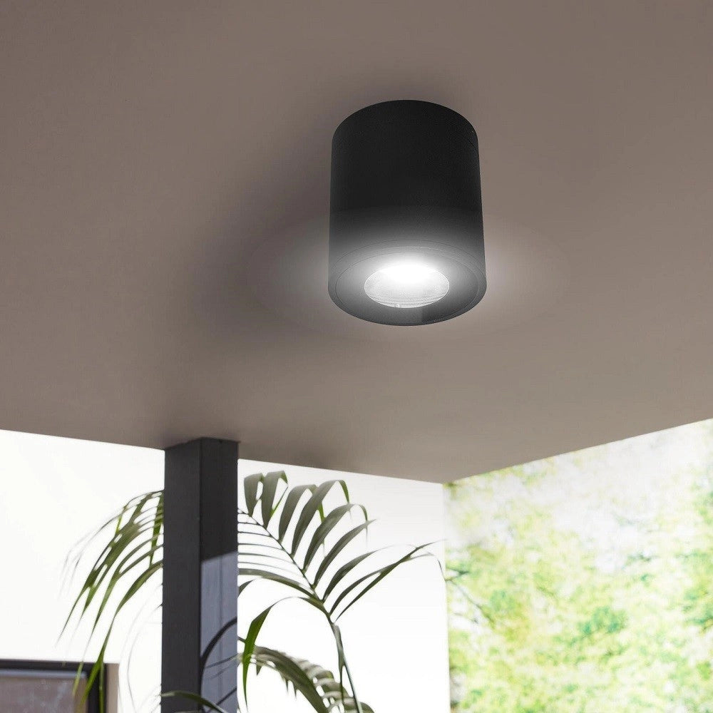 Trade Shop - Faretto Lampada Soffitto Attacco Gu10 Plafoniera Tonda Esterno Led Impermeabile - Nero