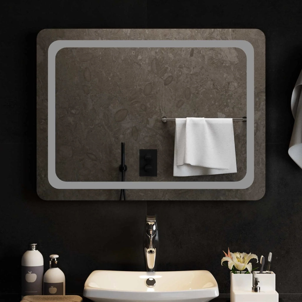 Specchio da bagno LED Trasparente 80 x 60 cm vetro temperato 42045837